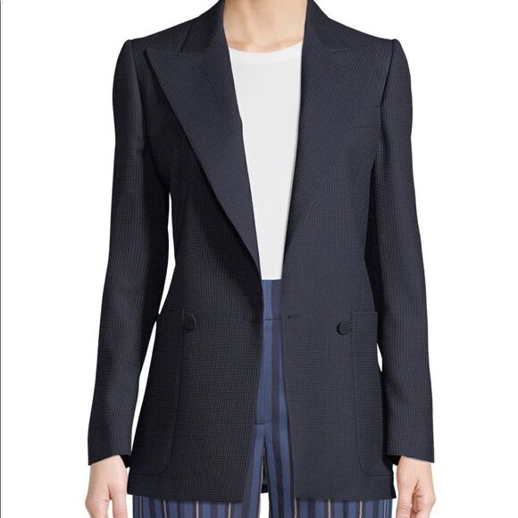 Burberry Leamington Pindot Wool Single-Button Jacket, NWT